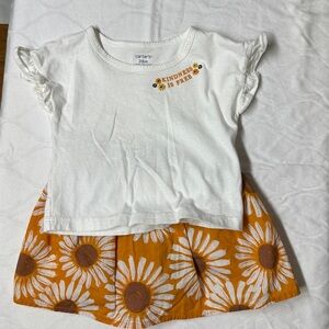 Carter's White Top with Orange Daisy Skirt 24 mos
